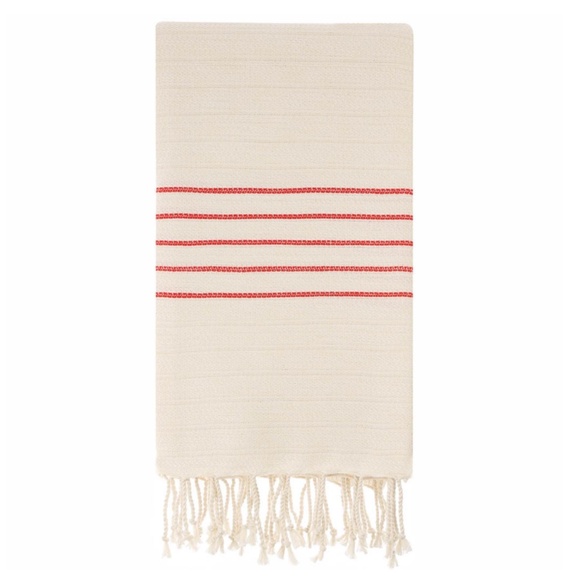 Bamboo & Turkish Cotton Soft Beach Bath Towel with Red Stripes - Picture 1 of 4